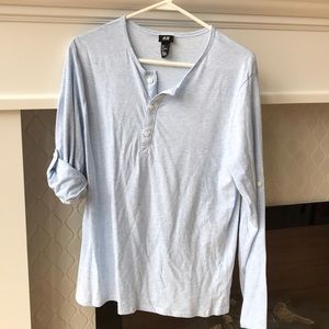 Men’s long sleeve 1/4 button down baby blue L